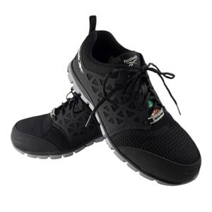 Reebok Men's Black Lace Up Work Shoes Metal Free Reinforced Toes Size 8